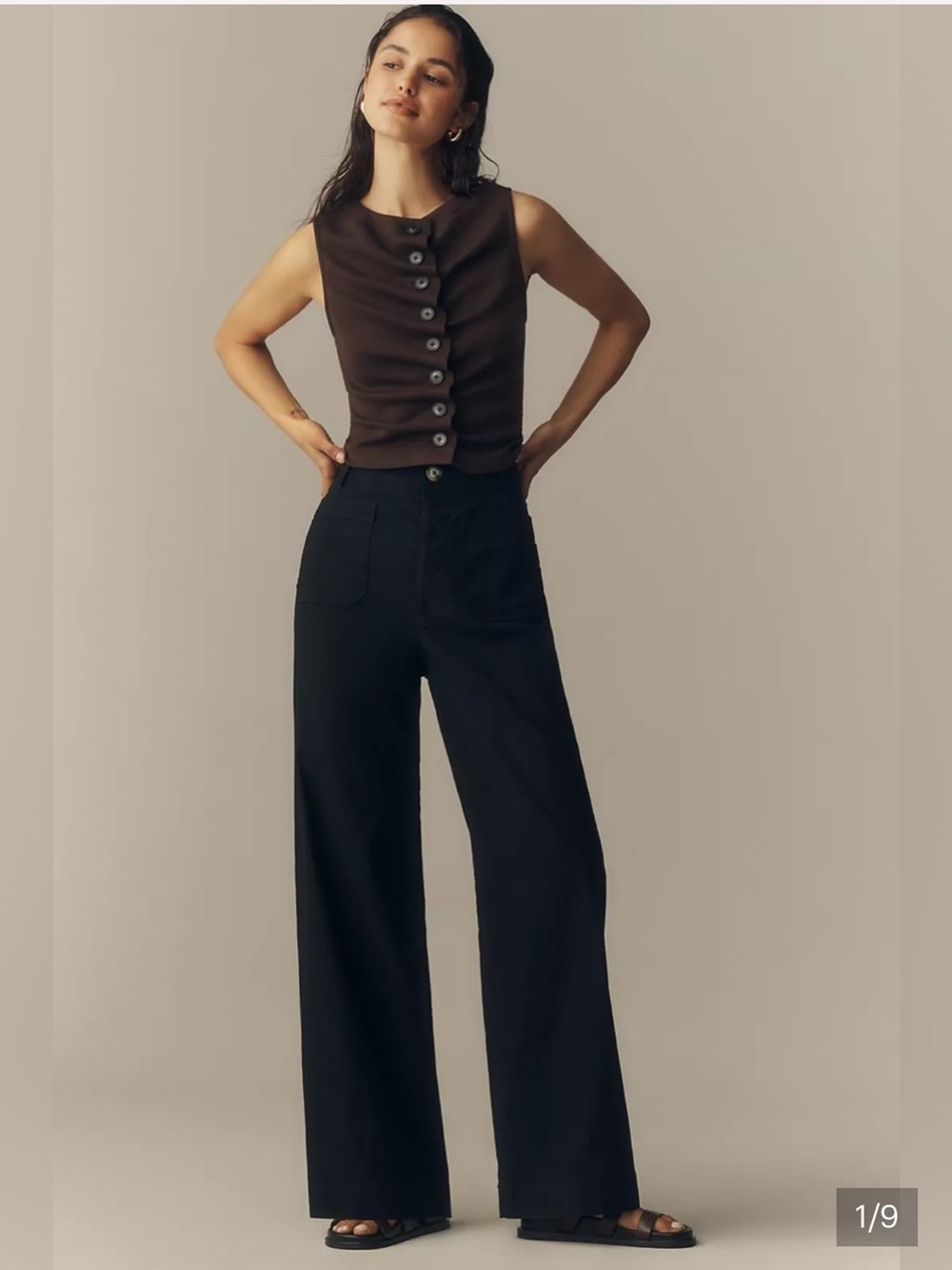 Anthropologie Colette High-Rise Wide-Leg Full-Length Pants Magic Fabric 29 black - Picture 4 of 15
